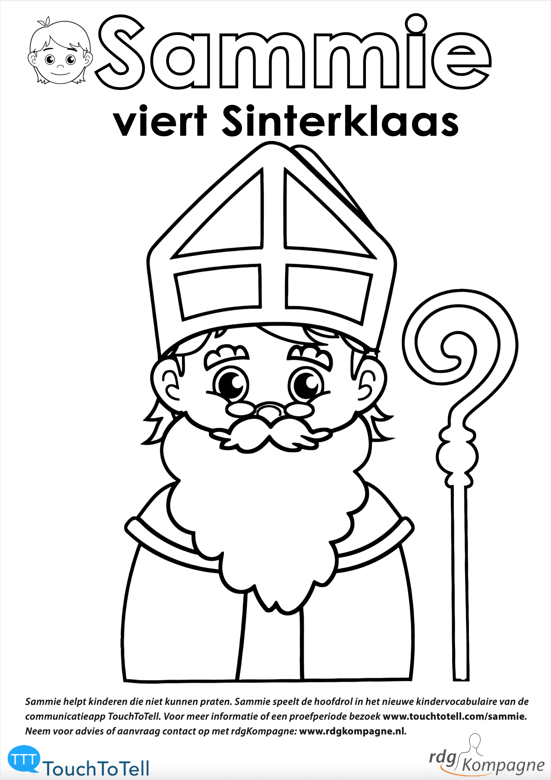 Artefact hemel Ansichtkaart Kleurplaten Sammie: Sinterklaas en Piet - TouchToTell